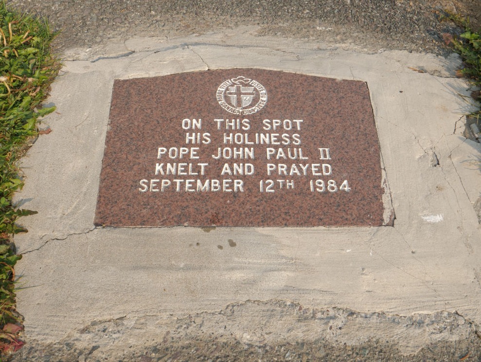 A plaque dedicated to the Pope.